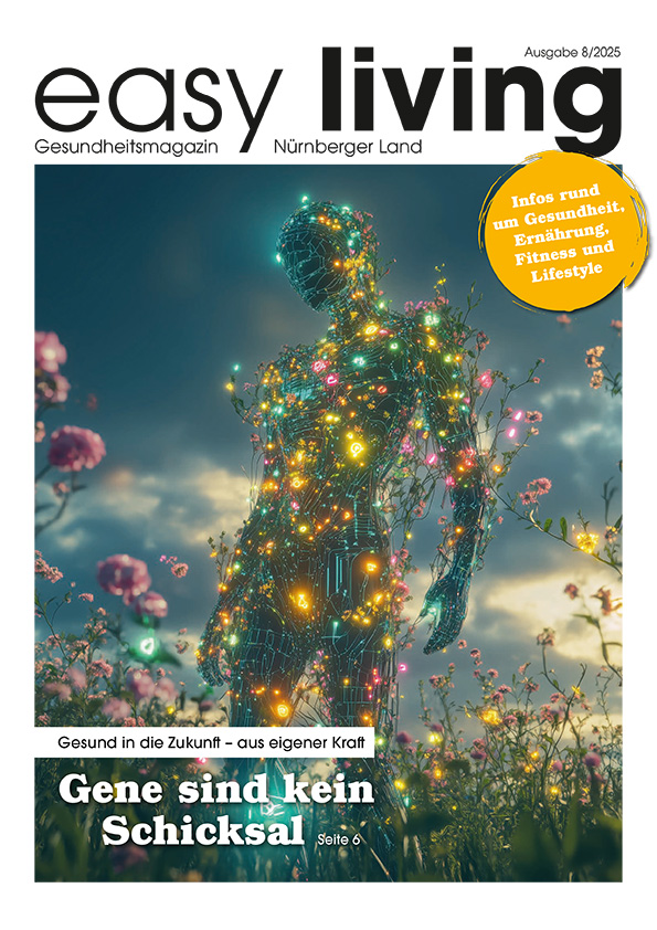 easy living, Ausgabe 8/2025: Titelbild mit dem Schwerpunkt „Gene sind kein Schicksal“.