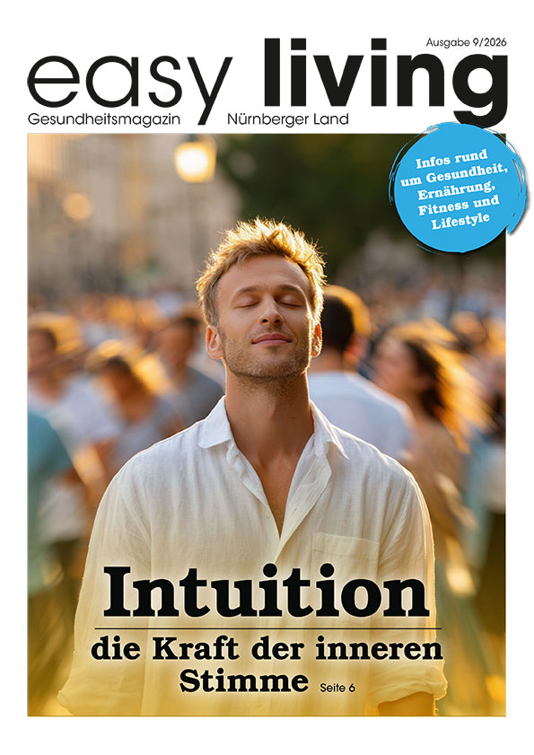 easy living, Ausgabe 9/2026: Titelbild mit dem Schwerpunkt „Intuition die Kraft der Inneren Stimme“.